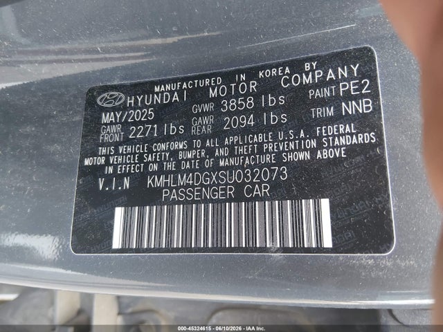 2025 Hyundai Elantra Sel Sport მანქანა იყიდება აუქციონზე, vin: KMHLM4DGXSU032073, აუქციონის ნომერი: 45324615