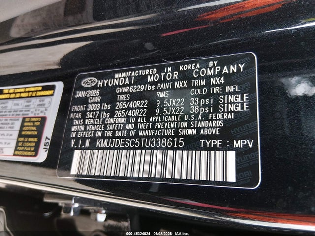 2026 Genesis Gv80 Coupe 3.5t E-sc Prestige Black Awd მანქანა იყიდება აუქციონზე, vin: KMUJDESC5TU338615, აუქციონის ნომერი: 45324624