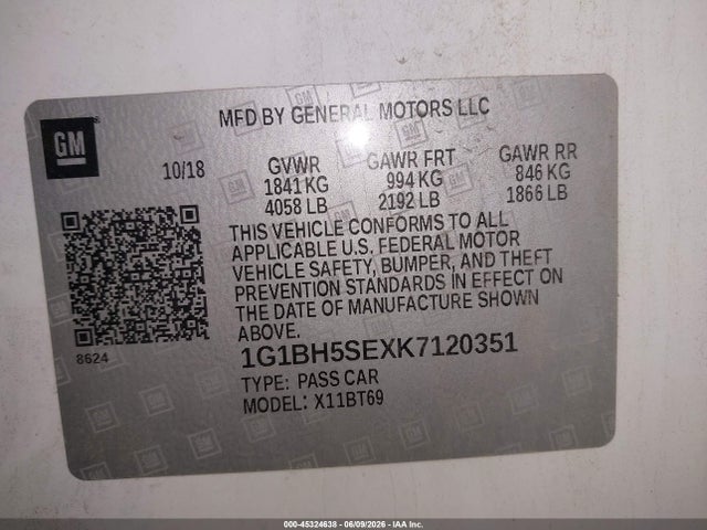 1G1BH5SEXK7120351 Chevrolet Cruze Diesel