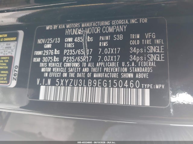 2014 Hyundai Santa Fe Sport 2.4l მანქანა იყიდება აუქციონზე, vin: 5XYZU3LB9EG150460, აუქციონის ნომერი: 45324660