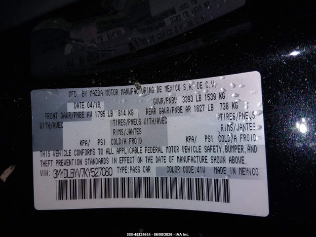 3MYDLBYV7KY527080 Toyota YARIS LE