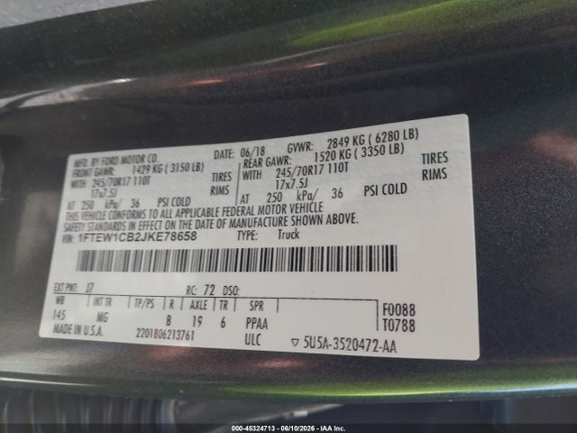 Ford F-150 Xlt 2018 1FTEW1CB2JKE78658 Image 9
