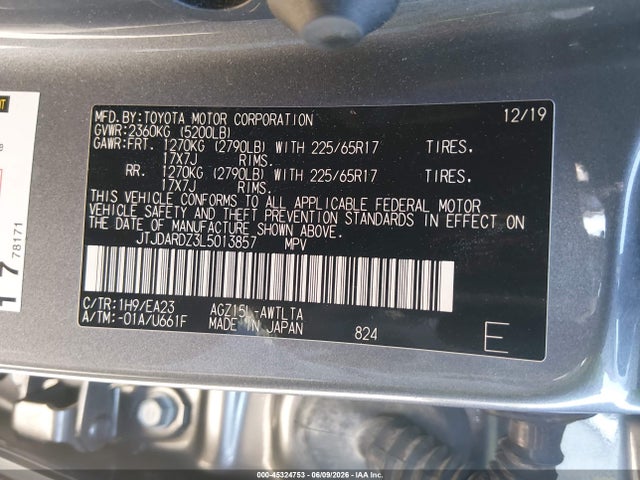 Aukcja sprzedaży 2020 Lexus Nx 300, vin: JTJDARDZ3L5013857, numer aukcji: 45324753