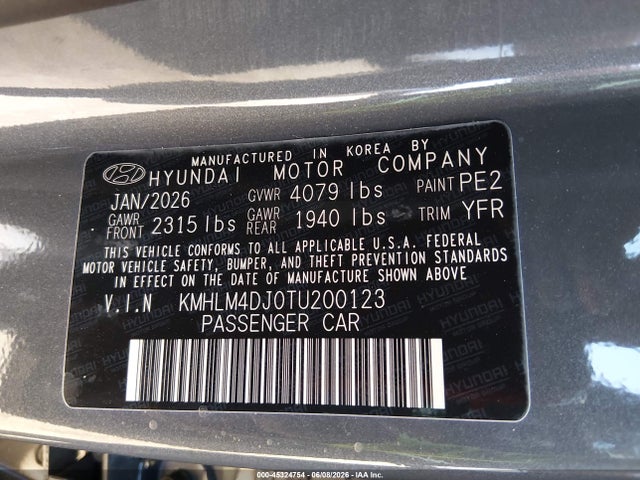 KMHLM4DJ0TU200123 Hyundai Elantra Hybrid Blue