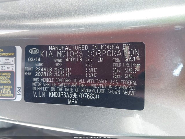 Aukcja sprzedaży 2014 Kia Soul +, vin: KNDJP3A59E7076830, numer aukcji: 45324772