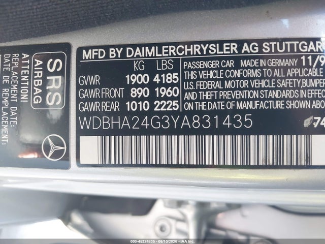 Продажа на аукционе авто 2000 Mercedes-benz C 230 Kompressor, vin: WDBHA24G3YA831435, номер лота: 45324835