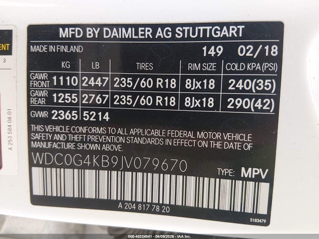 Продажа на аукционе авто 2018 Mercedes-benz Glc 300 4matic, vin: WDC0G4KB9JV079670, номер лота: 45324841