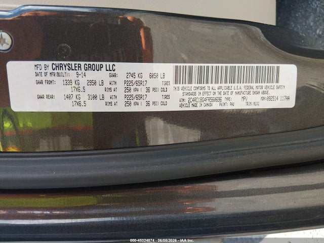 45324874 :رقم المزاد ، 2C4RC1BG4FR560696 vin ، 2015 Chrysler Town & Country Touring مزاد بيع