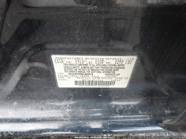 Aukcja sprzedaży 2012 Nissan Versa 1.6 Sv, vin: 3N1CN7AP5CL862918, numer aukcji: 45324932