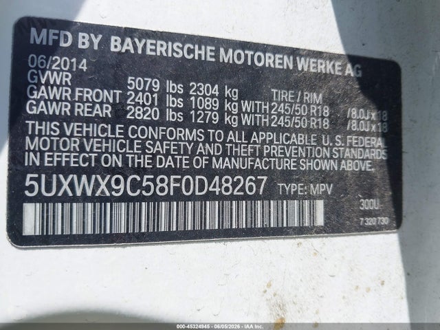 5UXWX9C58F0D48267 BMW X3 Xdrive28i