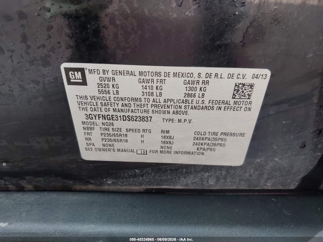Продажа на аукционе авто 2013 Cadillac Srx Luxury Collection, vin: 3GYFNGE31DS623837, номер лота: 45324965