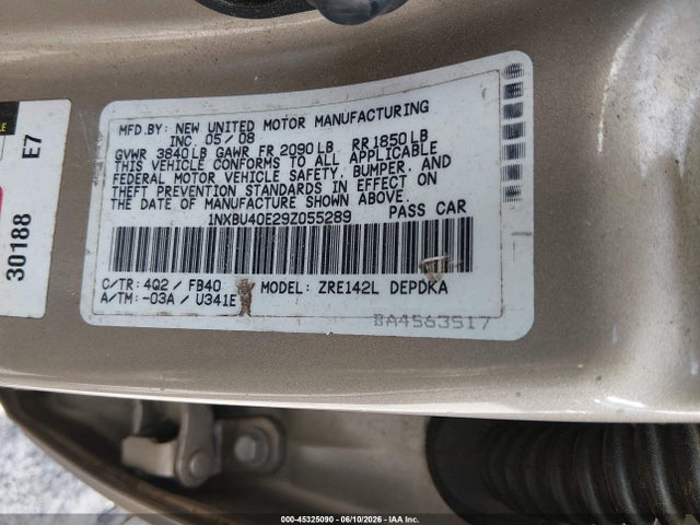 Aukcja sprzedaży 2009 Toyota Corolla Le, vin: 1NXBU40E29Z055289, numer aukcji: 45325090