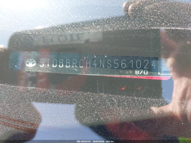 Aukcja sprzedaży 2022 Toyota Highlander Hybrid Le, vin: 5TDBBRCH4NS561024, numer aukcji: 45325101