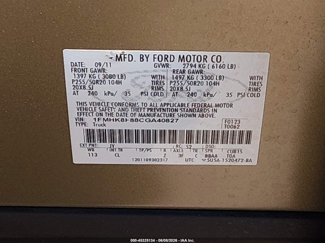 Продажа на аукционе авто 2012 Ford Explorer Limited, vin: 1FMHK8F88CGA40827, номер лота: 45325134