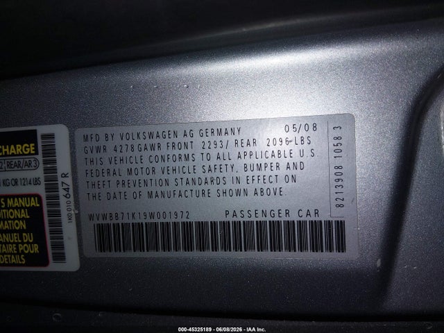 Продажа на аукционе авто 2009 Volkswagen Rabbit S, vin: WVWBB71K19W001972, номер лота: 45325189