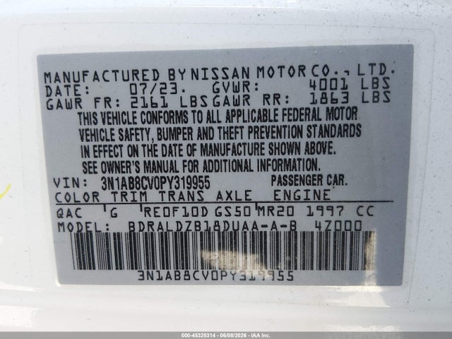 Nissan Sentra Sv Xtronic Cvt 2023 3N1AB8CV0PY319955 Image 9