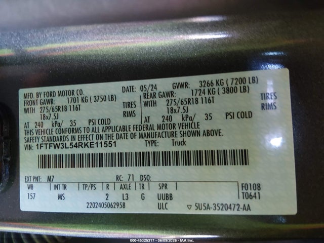 Ford F-150 Xlt 2024 1FTFW3L54RKE11551 Image 9