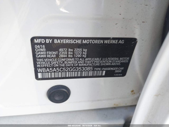 BMW 528I 2016 WBA5A5C52GG353085 Image 9