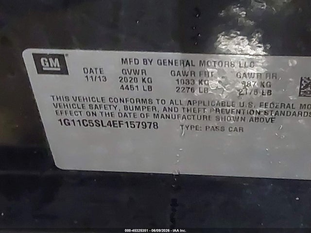1G11C5SL4EF157978 Chevrolet MALIBU 1LT