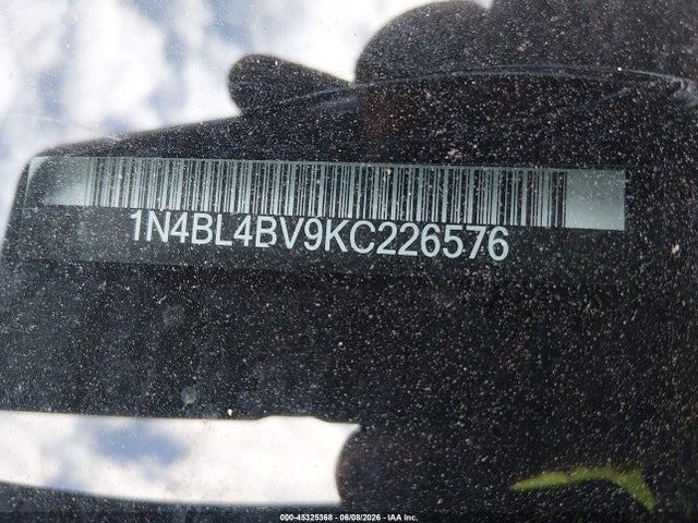 2019 Nissan Altima 2.5 S მანქანა იყიდება აუქციონზე, vin: 1N4BL4BV9KC226576, აუქციონის ნომერი: 45325368