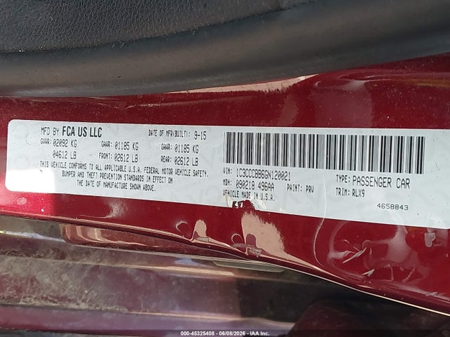 Aukcja sprzedaży 2016 Chrysler 200 S, vin: 1C3CCCBB6GN120021, numer aukcji: 45325408