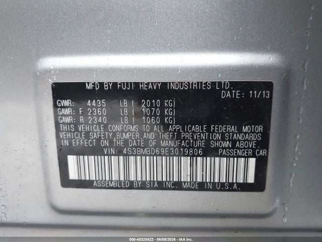 Subaru Legacy 2.5i Premium 2014 4S3BMBD69E3019806 Image 9