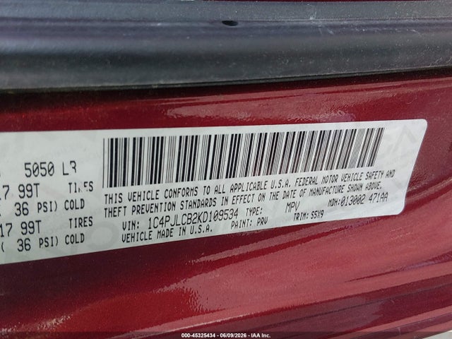 Продажа на аукционе авто 2019 Jeep Cherokee Latitude Fwd, vin: 1C4PJLCB2KD109534, номер лота: 45325434