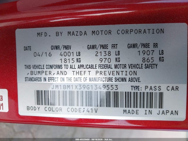 JM1BM1X39G1349553 Mazda Mazda3 S Grand Touring