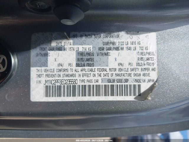 Aukcja sprzedaży 2014 Mazda Mx-5 Miata Grand Touring, vin: JM1NC2PF8E0235580, numer aukcji: 45325528