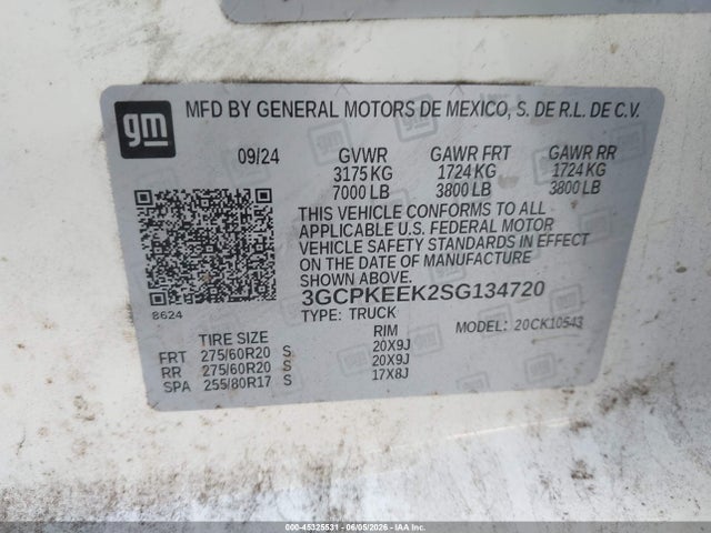 3GCPKEEK2SG134720 Chevrolet Silverado 1500 4wd Short Bed Rst