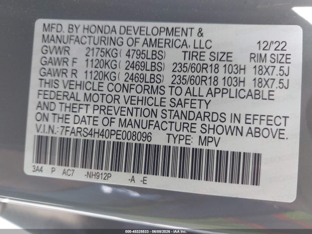 Honda Cr-v Ex Awd 2023 7FARS4H40PE008096 Image 9