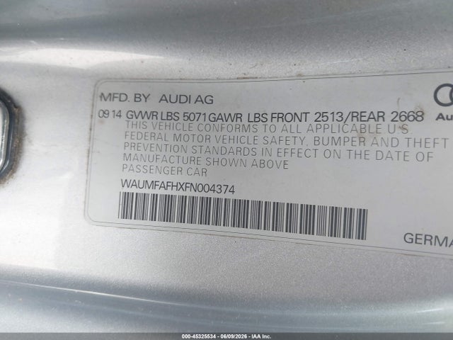 Aukcja sprzedaży 2015 Audi A5 2.0t Premium, vin: WAUMFAFHXFN004374, numer aukcji: 45325534