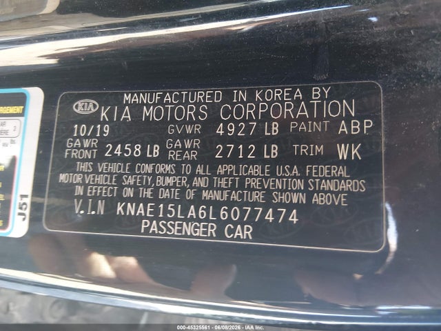 Продажа на аукционе авто 2020 Kia Stinger Gt-line, vin: KNAE15LA6L6077474, номер лота: 45325561