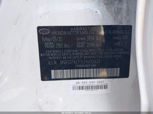 Hyundai ELANTRA SE 2020 5NPD74LF1LH600621 Image 9