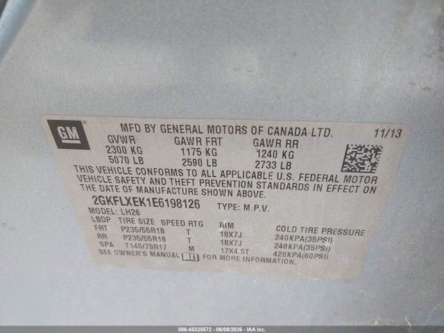 2014 Gmc Terrain Slt-1 მანქანა იყიდება აუქციონზე, vin: 2GKFLXEK1E6198126, აუქციონის ნომერი: 45325572