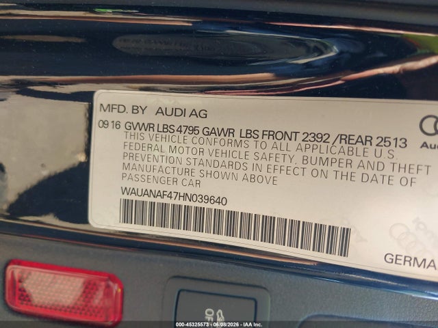 Audi A4 PREMIUM 2017 WAUANAF47HN039640 Image 9