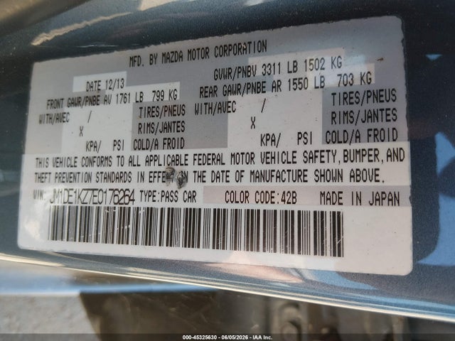 2014 Mazda Mazda2 Sport მანქანა იყიდება აუქციონზე, vin: JM1DE1KZ7E0176264, აუქციონის ნომერი: 45325630