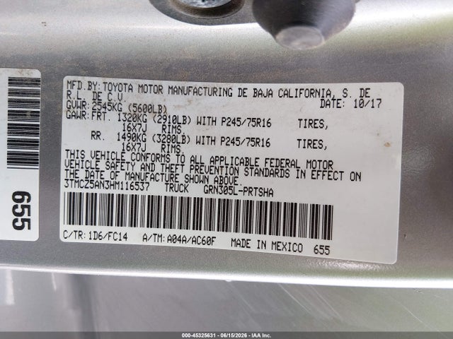 Toyota Tacoma Sr5 V6 2017 3TMCZ5AN3HM116537 Image 9