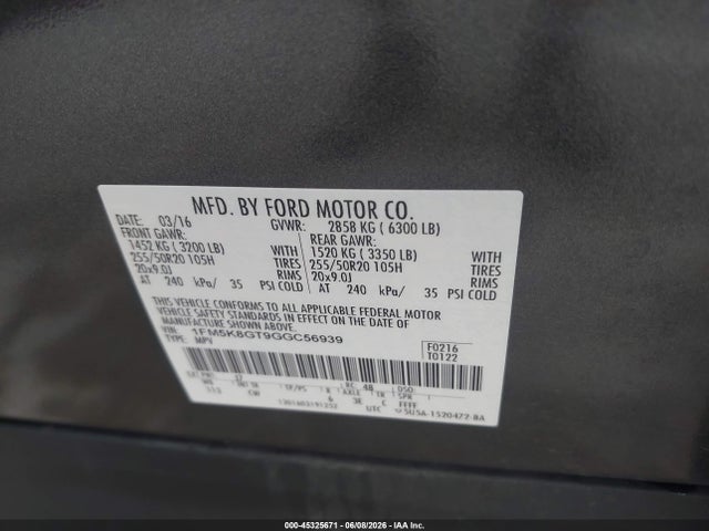 Aukcja sprzedaży 2016 Ford Explorer Sport, vin: 1FM5K8GT9GGC56939, numer aukcji: 45325671
