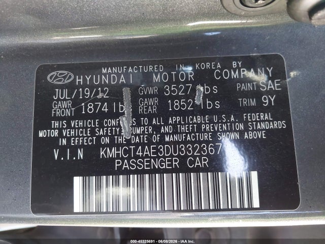 Aukcja sprzedaży 2013 Hyundai Accent Gls, vin: KMHCT4AE3DU332367, numer aukcji: 45325691