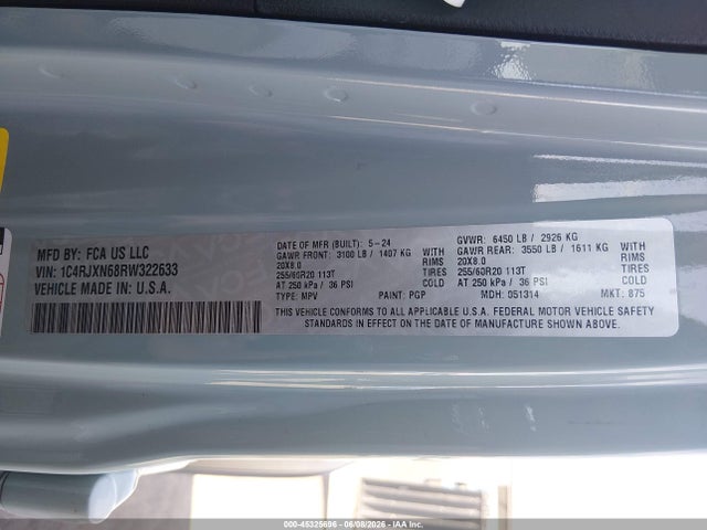 Продажа на аукционе авто 2024 Jeep Wrangler 4xe Sport S 4xe, vin: 1C4RJXN68RW322633, номер лота: 45325696