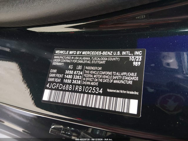 45325720 :رقم المزاد ، 4JGFD6BB1RB102534 vin ، 2024 Mercedes-benz Amg Gle 53 Coupe 4matic+ مزاد بيع