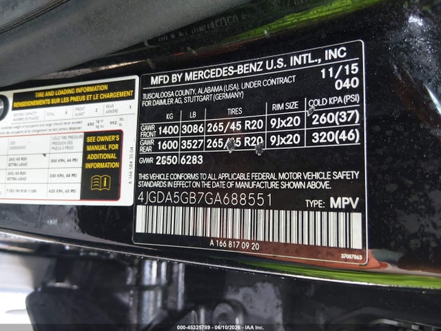 Продаж на аукціоні авто 2016 Mercedes-benz Gle 400 4matic, vin: 4JGDA5GB7GA688551, номер лоту: 45325789