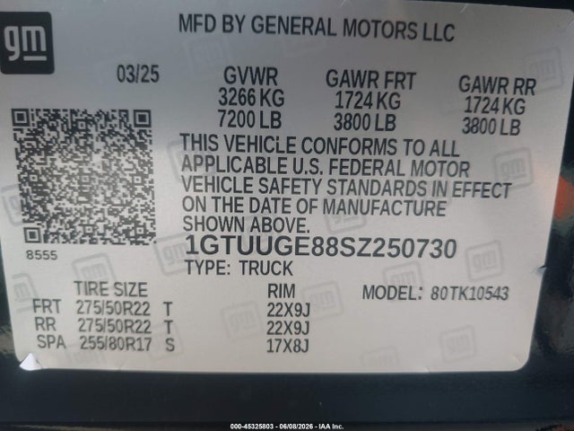 Aukcja sprzedaży 2025 Gmc Sierra 1500 4wd  Short Box Denali, vin: 1GTUUGE88SZ250730, numer aukcji: 45325803