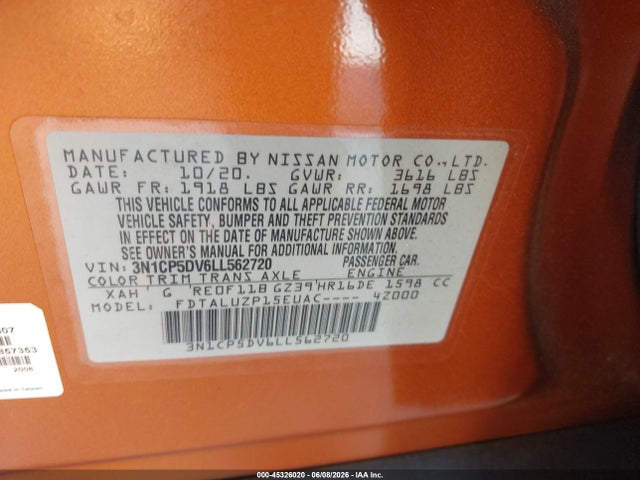 3N1CP5DV6LL562720 Nissan Kicks Sr Xtronic Cvt