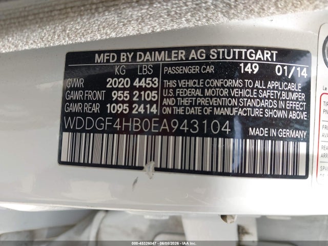 45326047 :رقم المزاد ، WDDGF4HB0EA943104 vin ، 2014 Mercedes-benz C 250 Sport مزاد بيع