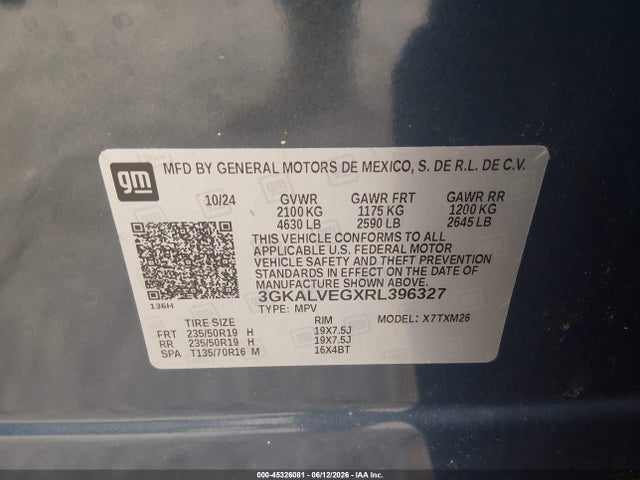 Aukcja sprzedaży 2024 Gmc Terrain Awd Slt, vin: 3GKALVEGXRL396327, numer aukcji: 45326081
