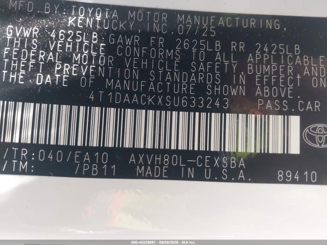 Toyota CAMRY SE 2025 4T1DAACKXSU633243 Image 9