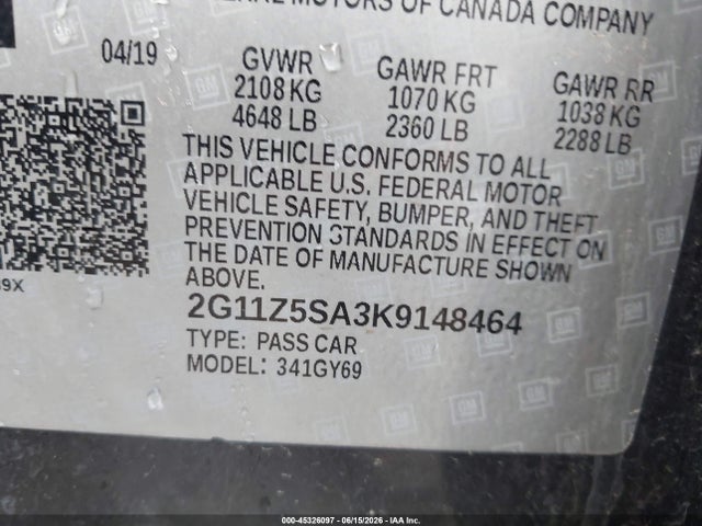 Chevrolet IMPALA LT 2019 2G11Z5SA3K9148464 Image 9
