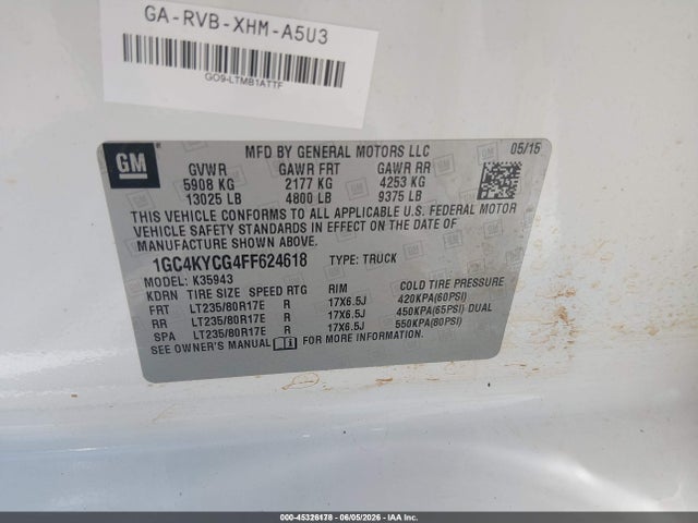 Chevrolet Silverado 3500hd Wt 2015 1GC4KYCG4FF624618 Image 9